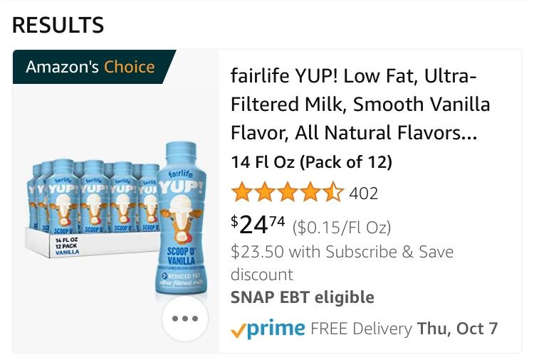 Fairlife YUP! Smooth Vanilla Flavor, 12 Pack