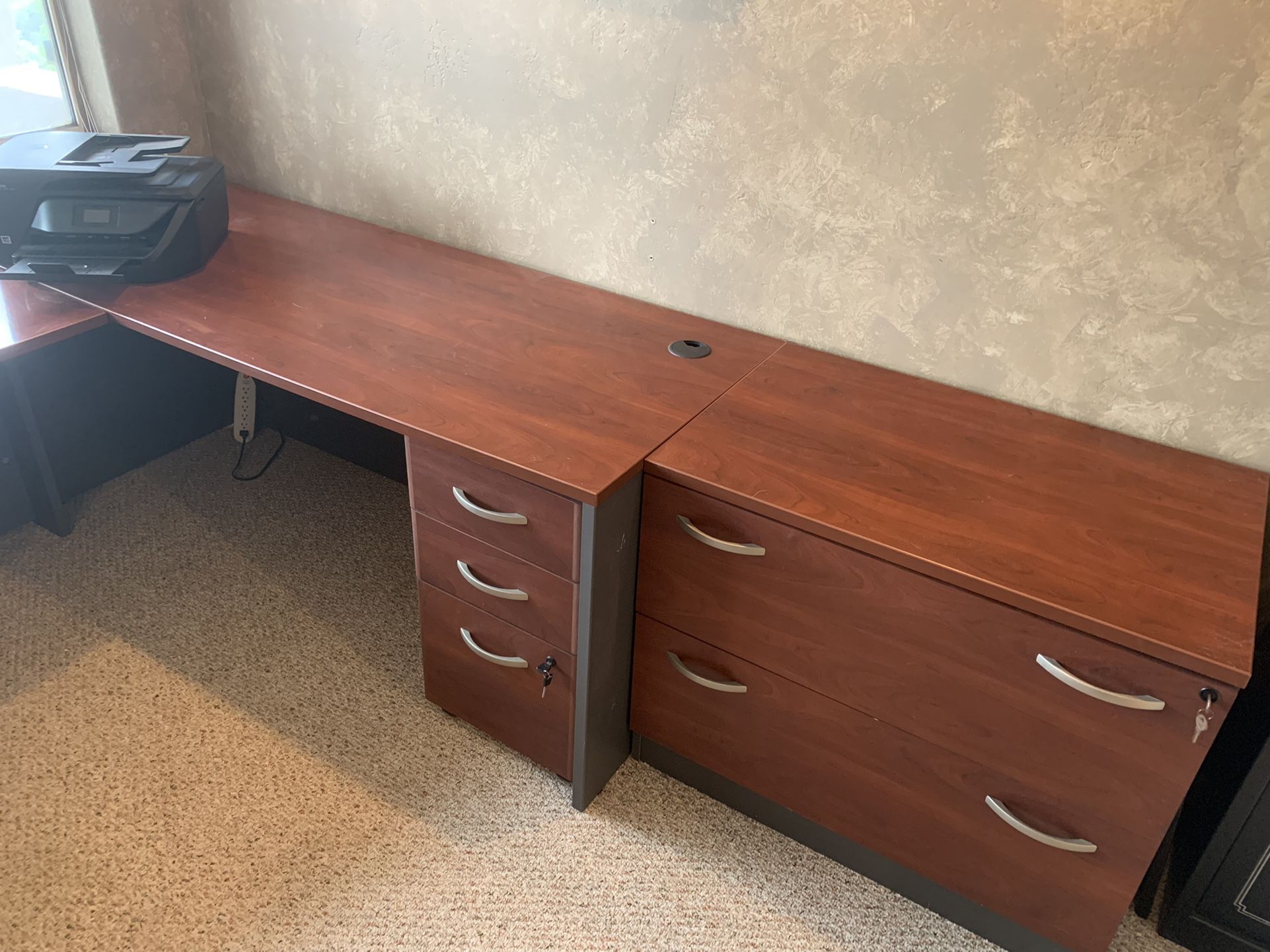 Large Desk and Matching Lateral File Cabinet