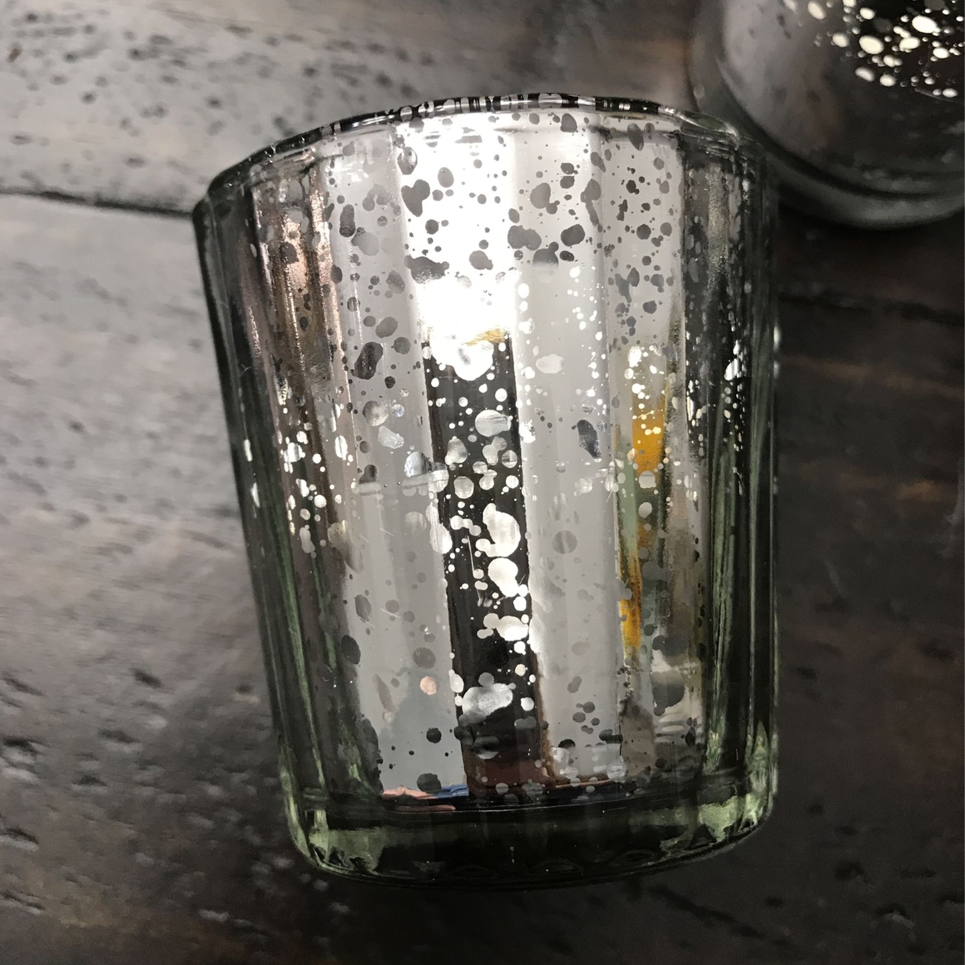 12 Silver Speckled Votive Holders