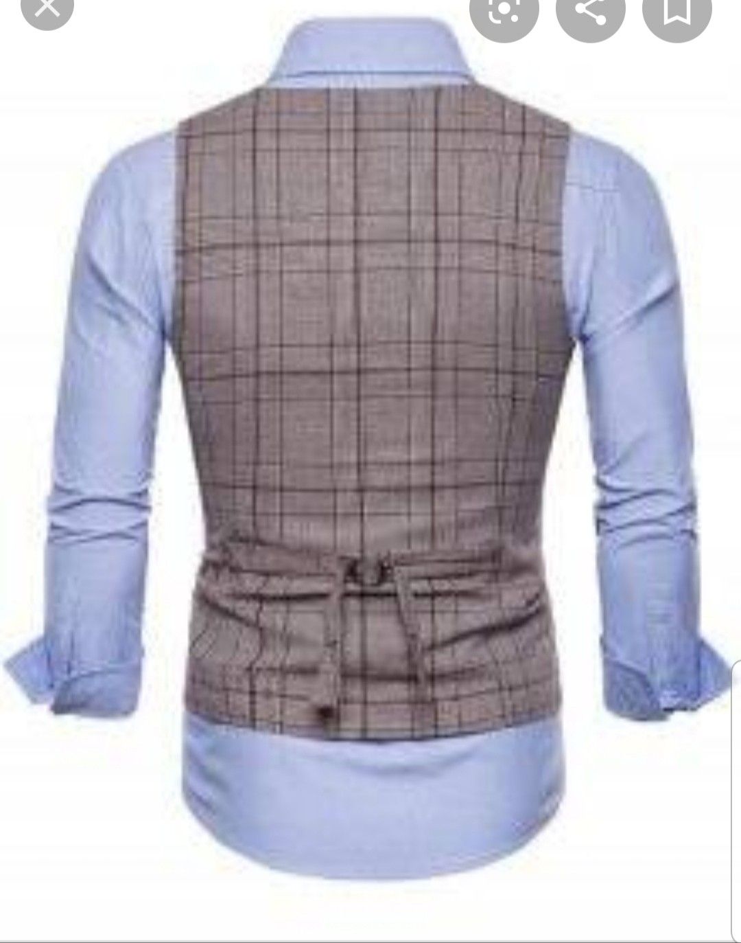 New U-shaped plaid print double the high low waistcoat