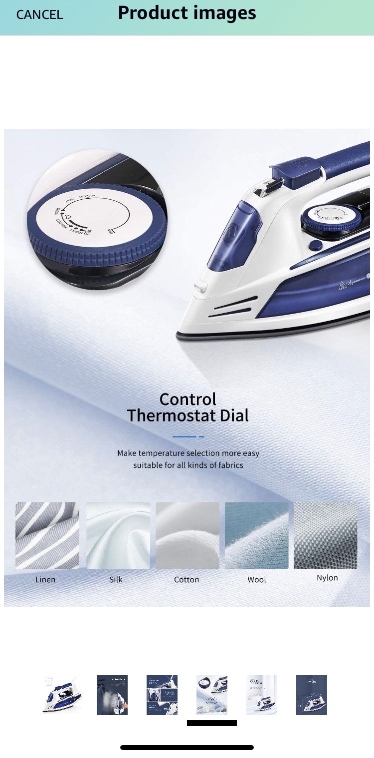 Yabano Steam Iron, Professional Iron for Clothes with Non-Stick Soleplate, Anti-Drip, Anti-Calc, Variable Temperature and Steam Control, Axial Aligned
