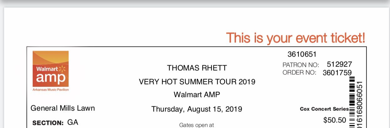 4 tickets to Thomas Rhett’s concert