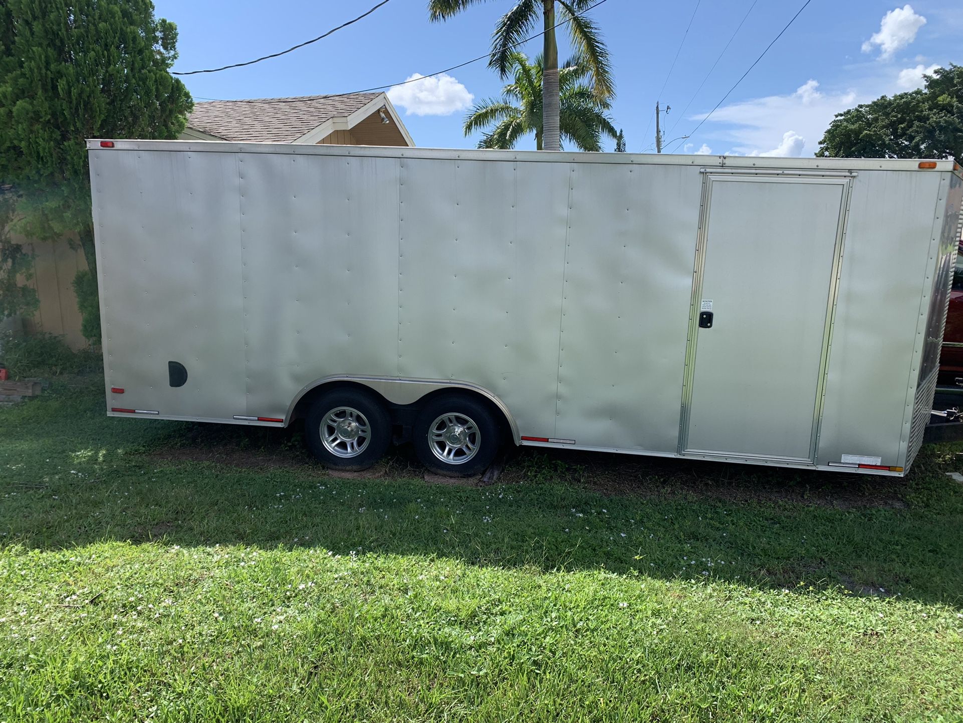 Enclosed trailer great for hauling cars motorcycles or precious cargo 8000 or best offer comes with upgraded tires and rims as well as two otheo other