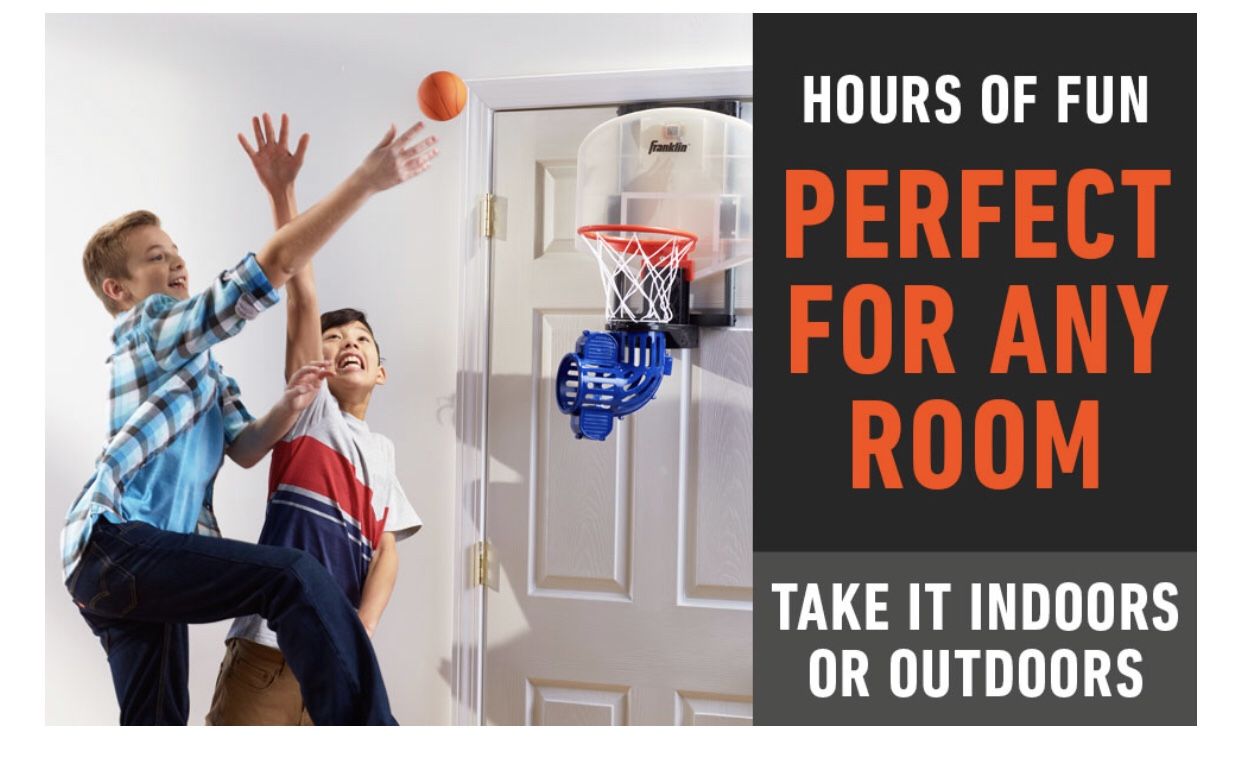Franklin Sports Mini Basketball Hoop with Rebounder and Ball - Over The Door Basketball Hoop With Automatic Ball Rebounder - Indoor For Kids