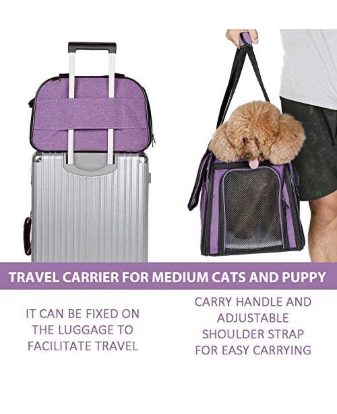 Pet Carrier for Dog and Cats, Airline Approved Soft-Sided Pet Travel Carrier,Portable Kennel for Puppies