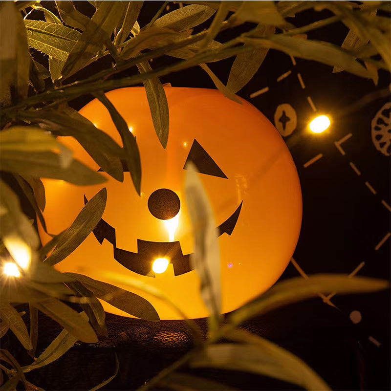 Halloween Decorations (20 Halloween Pumpkin LED Light Up Balloons With Pump)