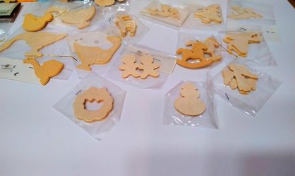 Vintage Wooden Cutouts, Taiwan & USA Made Christmas Ornaments & Various Animals. All of these Are New. Thumbnail