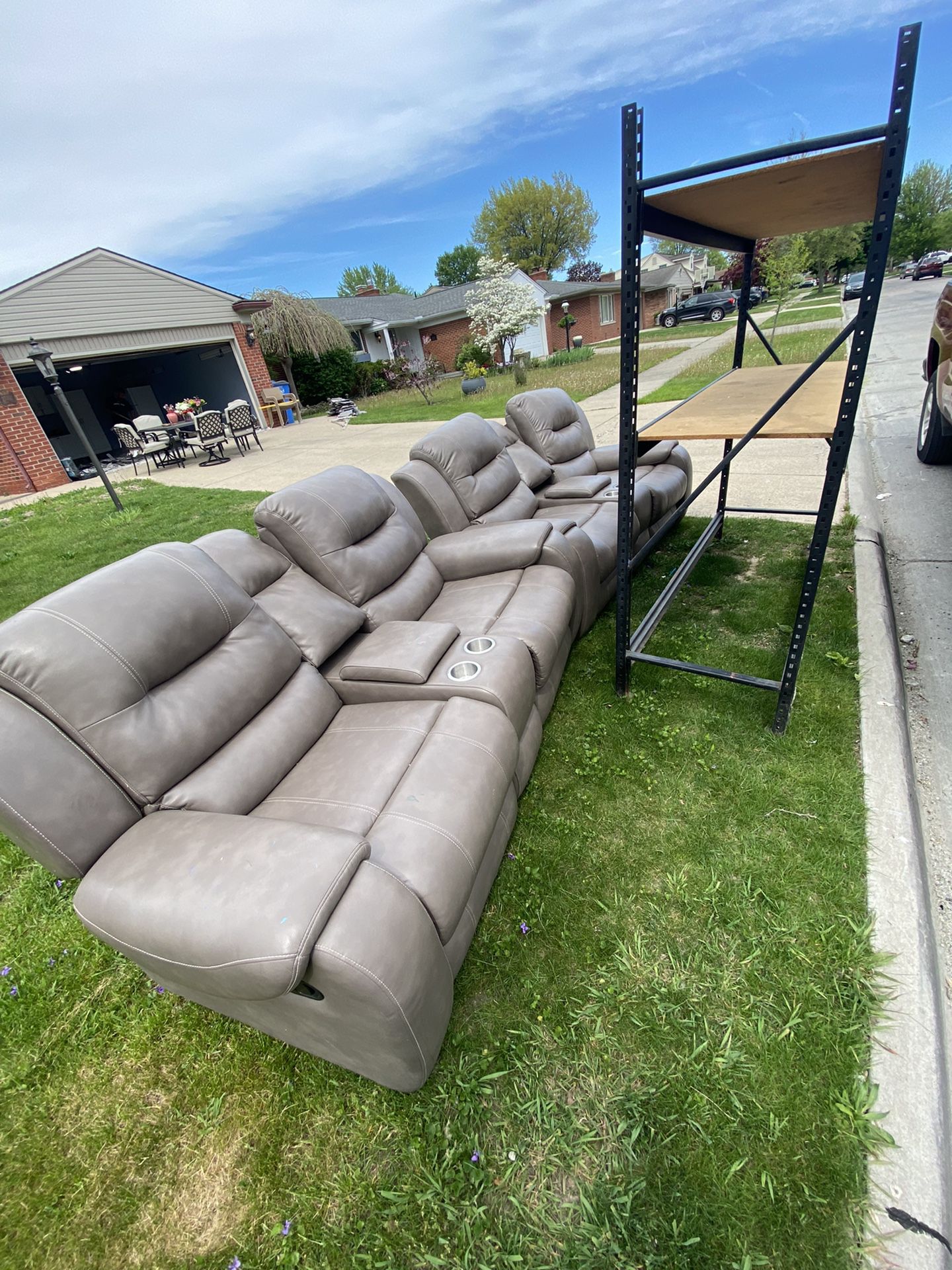 Reclining Sofa With Cup Holders And Leg Rest