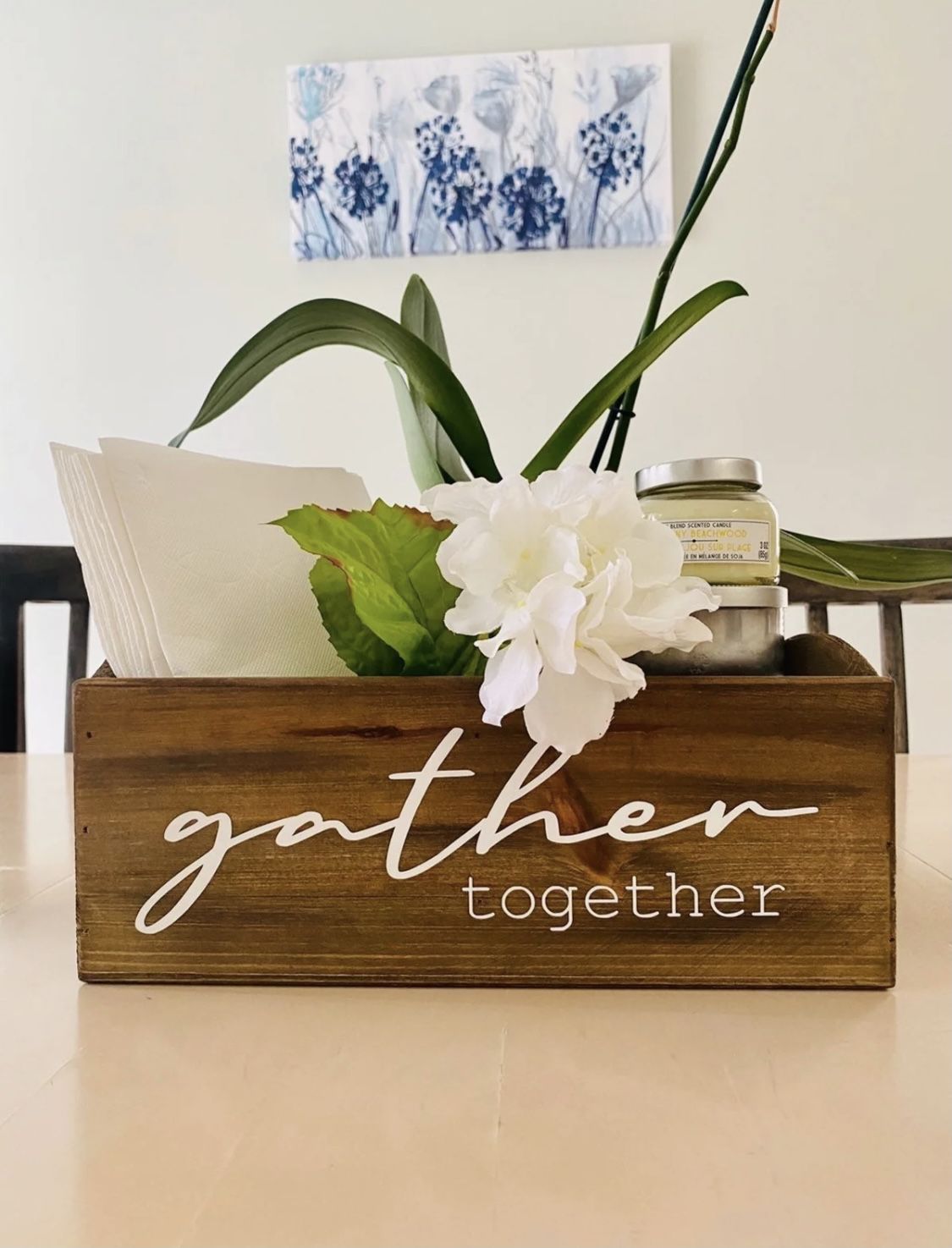 Gather Together 2 section wood storage caddy