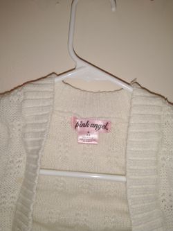 Pink Angel White Sweater Girls Sz 5/6 Thumbnail
