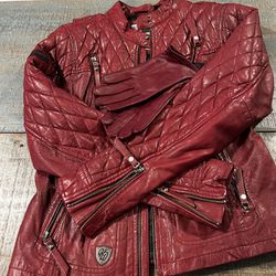 Womens Leather Harley-Davison Jacket Plus Gloves Thumbnail