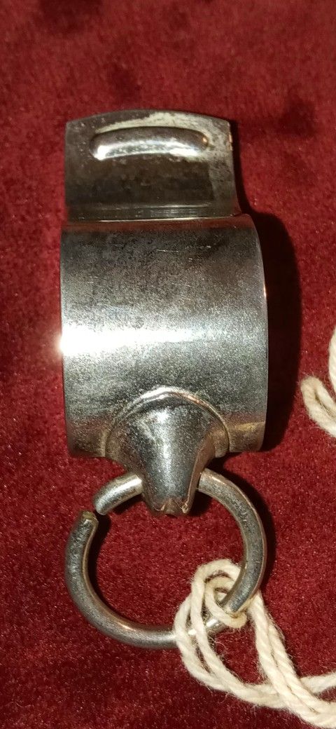 Vintage (1950s or earlier?) (VERY RARE Square Mouthpiece) The Acme Thunderer Made in England Police Whistle (Nickel-Plated Brass) with Original Cork