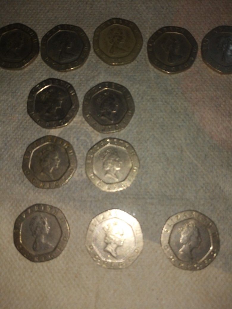 Collectible Queen Elizabeth II 20 Pence Coins..
