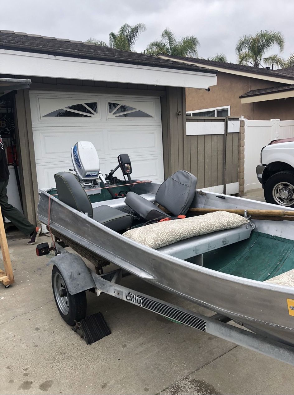 1967 Sears 12 Foot Aluminum Boat With 6hp 2stroke Outboard Motor And 1.5hp Trolling Motor