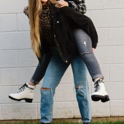 In love of white combat Boots