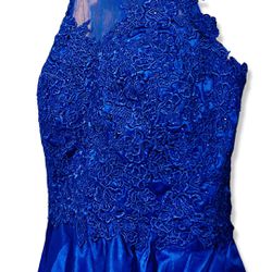 Royal Blue Short Formal A Line Jewel Applique Dress SZ 14 Thumbnail