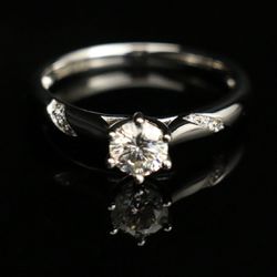 1c Moissanite Silver Engagement Ring  Thumbnail