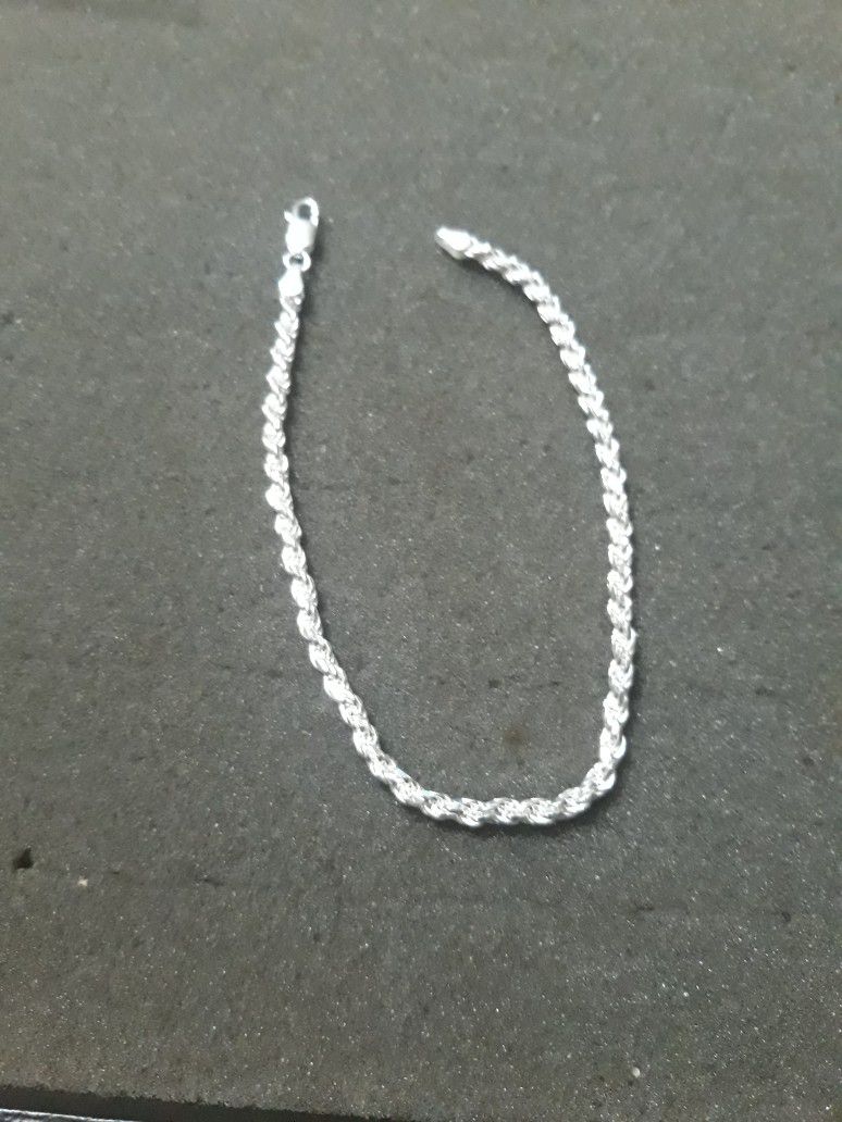 Sterling Silver Rope Chain/Anklet,Bracelet 9"(3.2mm)