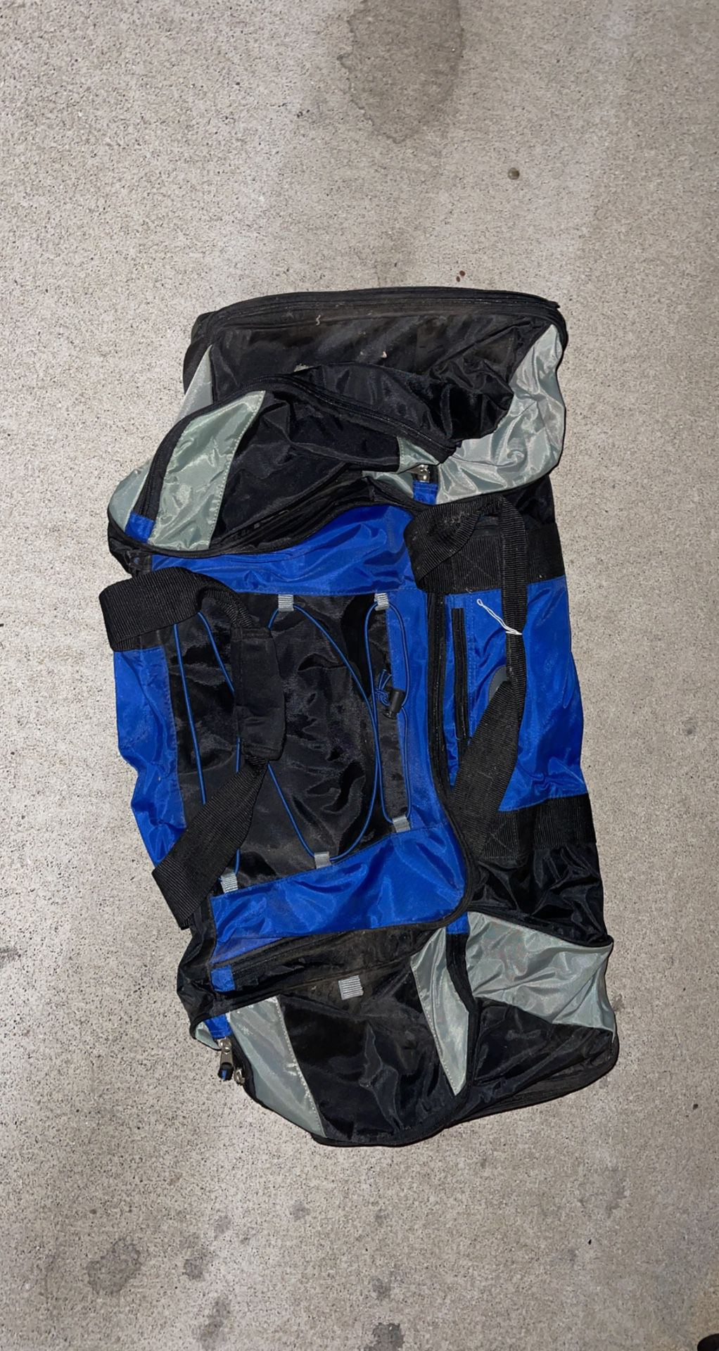 Blue, Black, Grey, Gray, Camping, Backpacking, Duffle, Bag