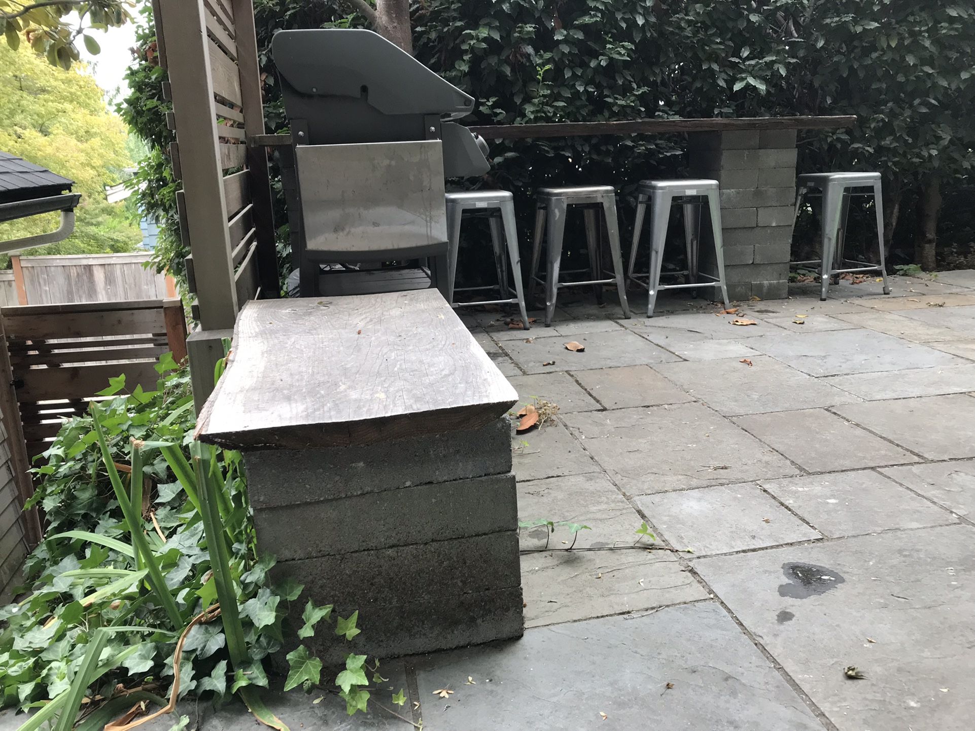 FREE: Two Live Edge Cedar Pieces & Fifty 8x16x4 Concrete Blocks