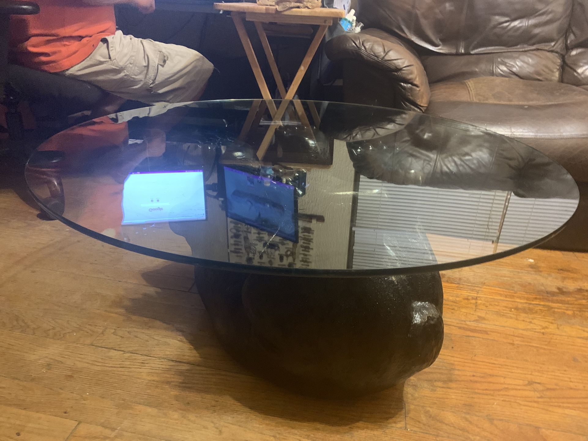 AWESOME UNIQUE SCULPTURAL BLACK BEAR COFFEE TABLE -1970’S