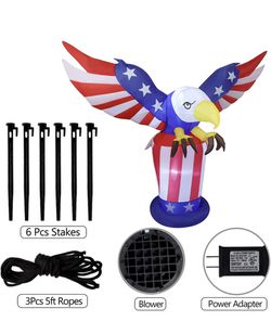 6 FT Long Patriotic Independence Day Airblown Inflatable Bald Eagle Thumbnail