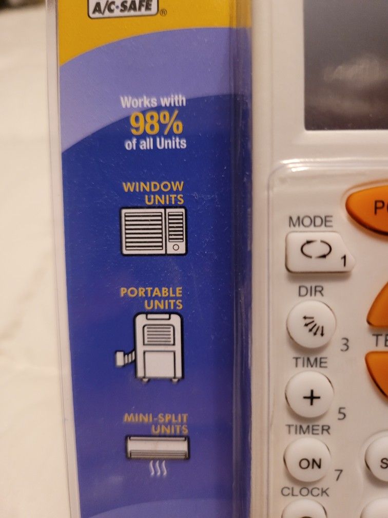 AC UNIVERSAL REMOTE CONTROL AC-SAFE WINDOW/PORTABLE UNITS AC-RC01. New & Sealed