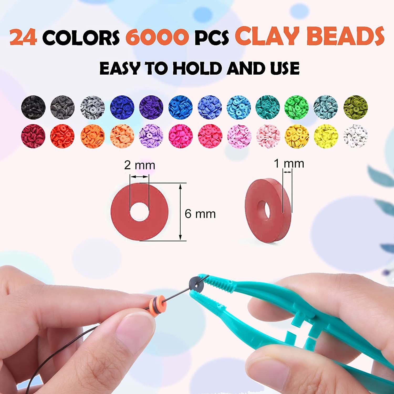 Clay Beads 7200 Pcs 2 Boxes Bracelet Making Kit - 24 Colors Polymer Clay Beads for Bracelet Making Set - Jewelry Making kit Supplies and Charms - Brac