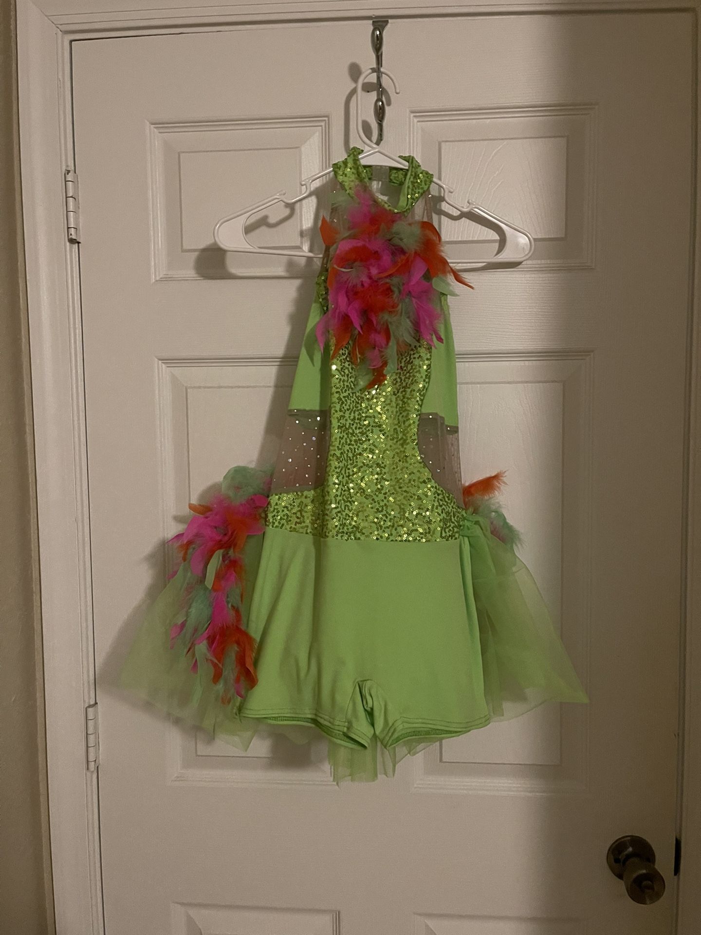 Carnival Style Dance Unitard Costume With Hair Accessory