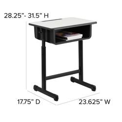 Desk with Grey Top and Adjustable Height Black Pedestal Frame Thumbnail