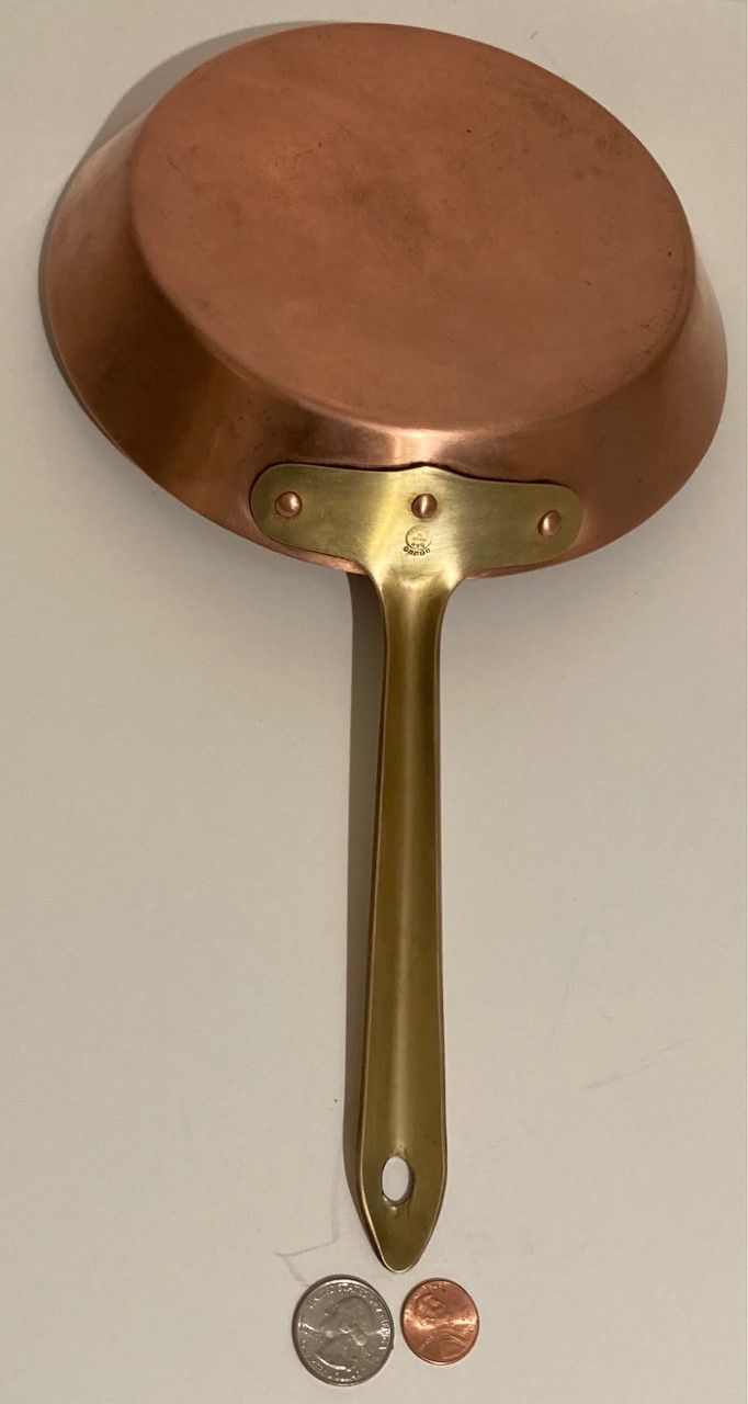 Vintage Copper and Brass Frying Pan, Sauce Pan, 14 1/2" Long and 8" Pan Size, Made in Portugal, Quality, Eva Design, Cooking Pan, Kitchen Decor