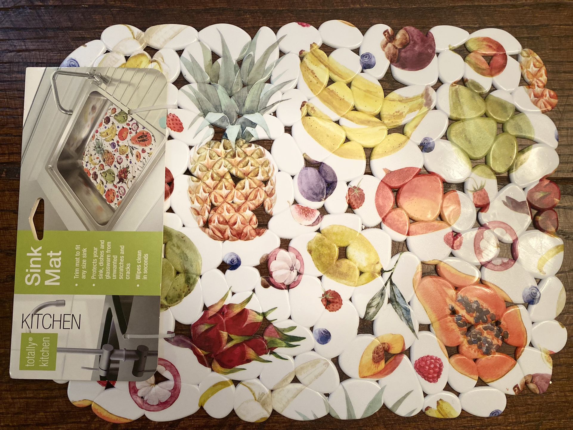 Sink Mat With A Tropical Fruit Theme By Totally Kitchen Protective Pebble Sink Mat