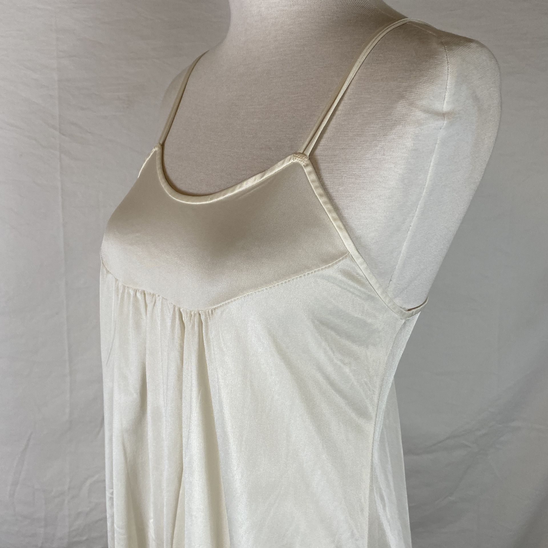 Vintage 70s Montgomery Ward Slip Nightgown Dress Floral Lace USA Made Sz S