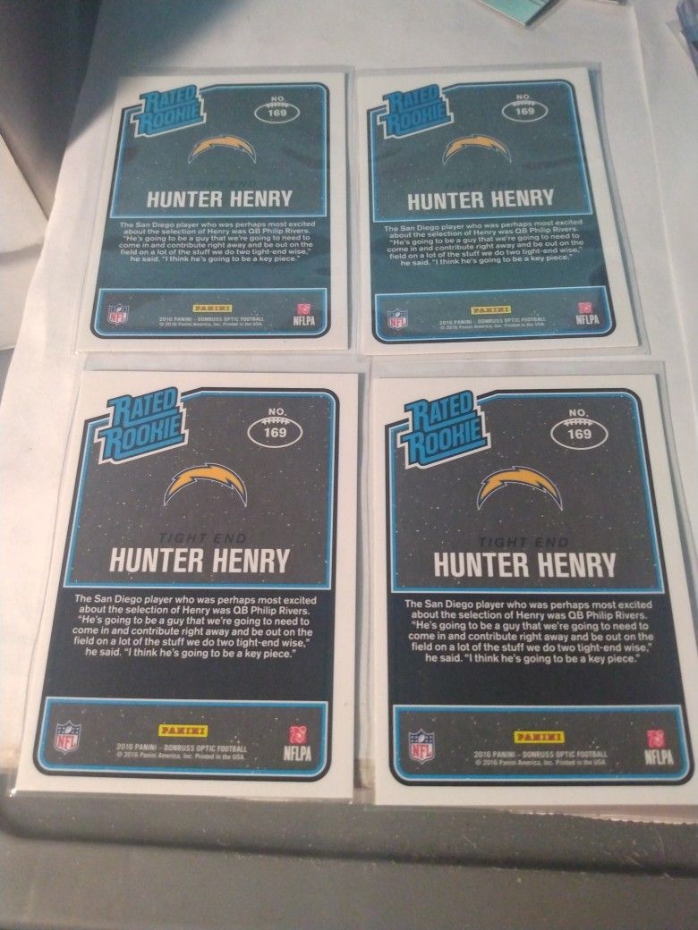 2016 Donruss Optic Hunter Henry Rookie Football Card Lot Of 4