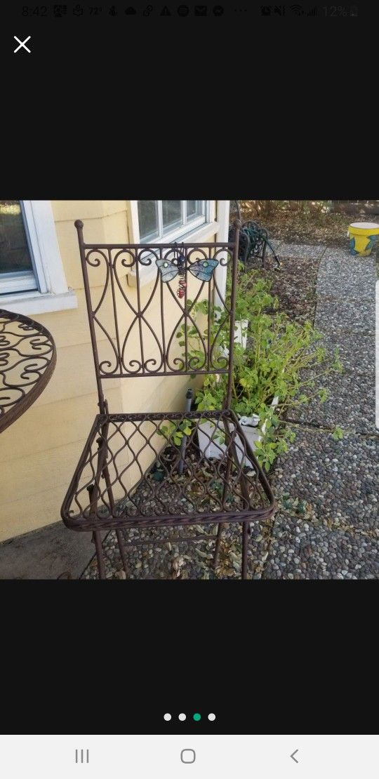 Wrought Iron Bistro Pub Table and Chairs