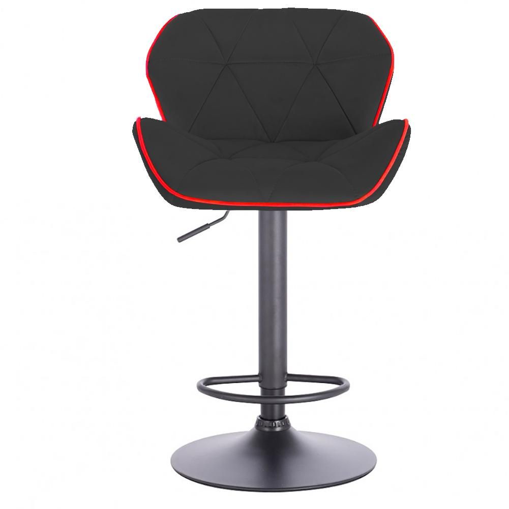 Modern Home Luxe Spyder Contemporary Adjustable Barstool/Bar Chair with 360° Rotation (Black Base, Black/Red Piping)