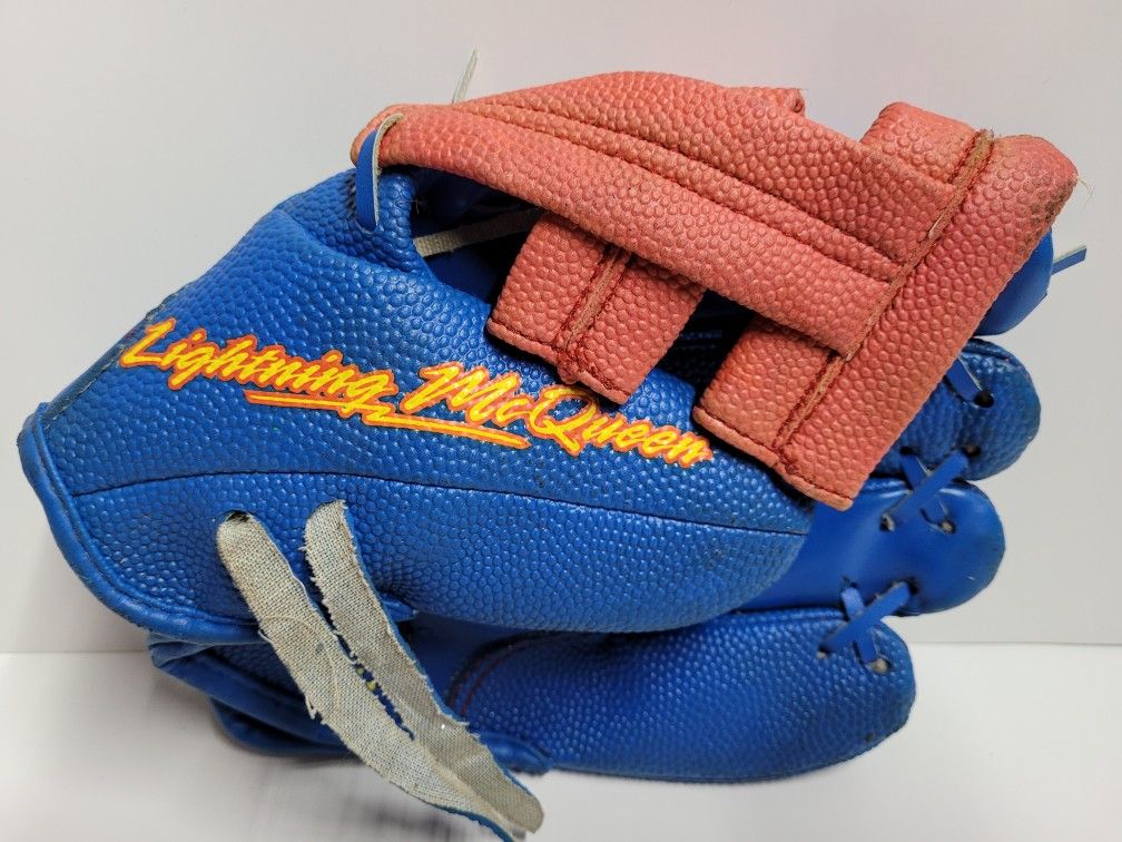 Disney Lightning Mc Queen Form Cars Kids Sports Baseball Glove Red And Blue