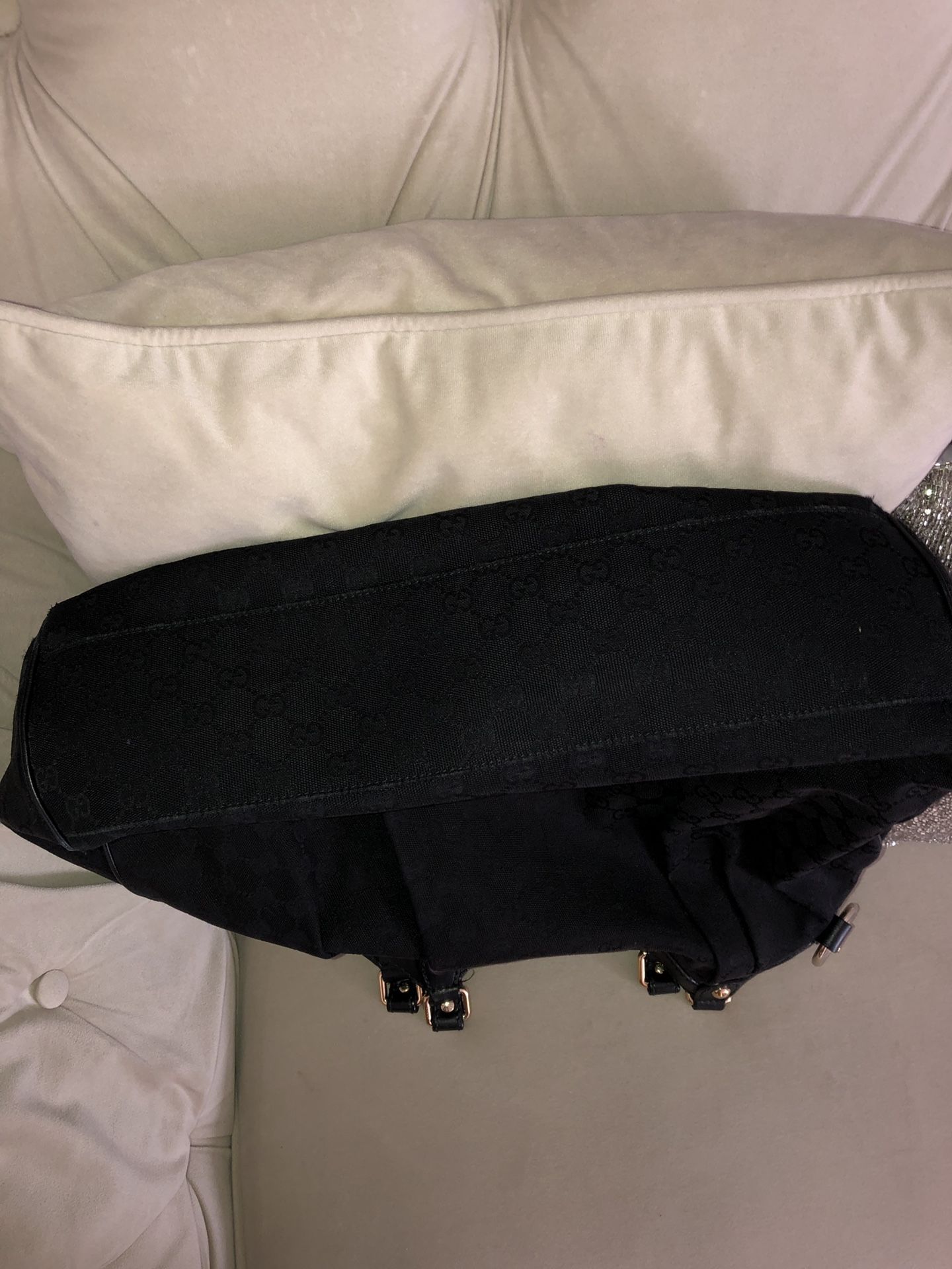 Large Authentic Gucci Sukey Handbag Tote canvas material with Gucci charm.