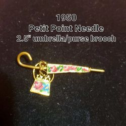 1950s Petit Needle Point Umbrella Brooch  Thumbnail