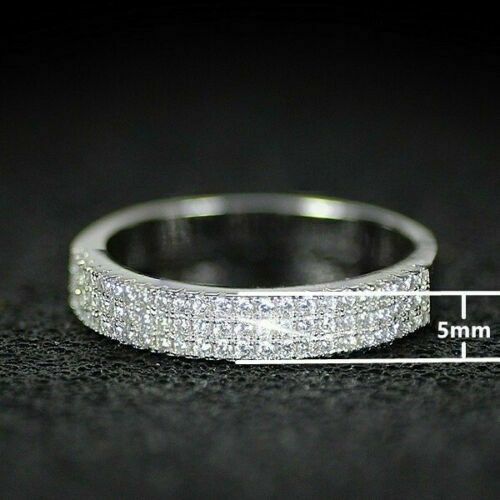Gorgeous Women 925 Silver Rings Round Cut White Sapphire Wedding Ring Sz 6-1