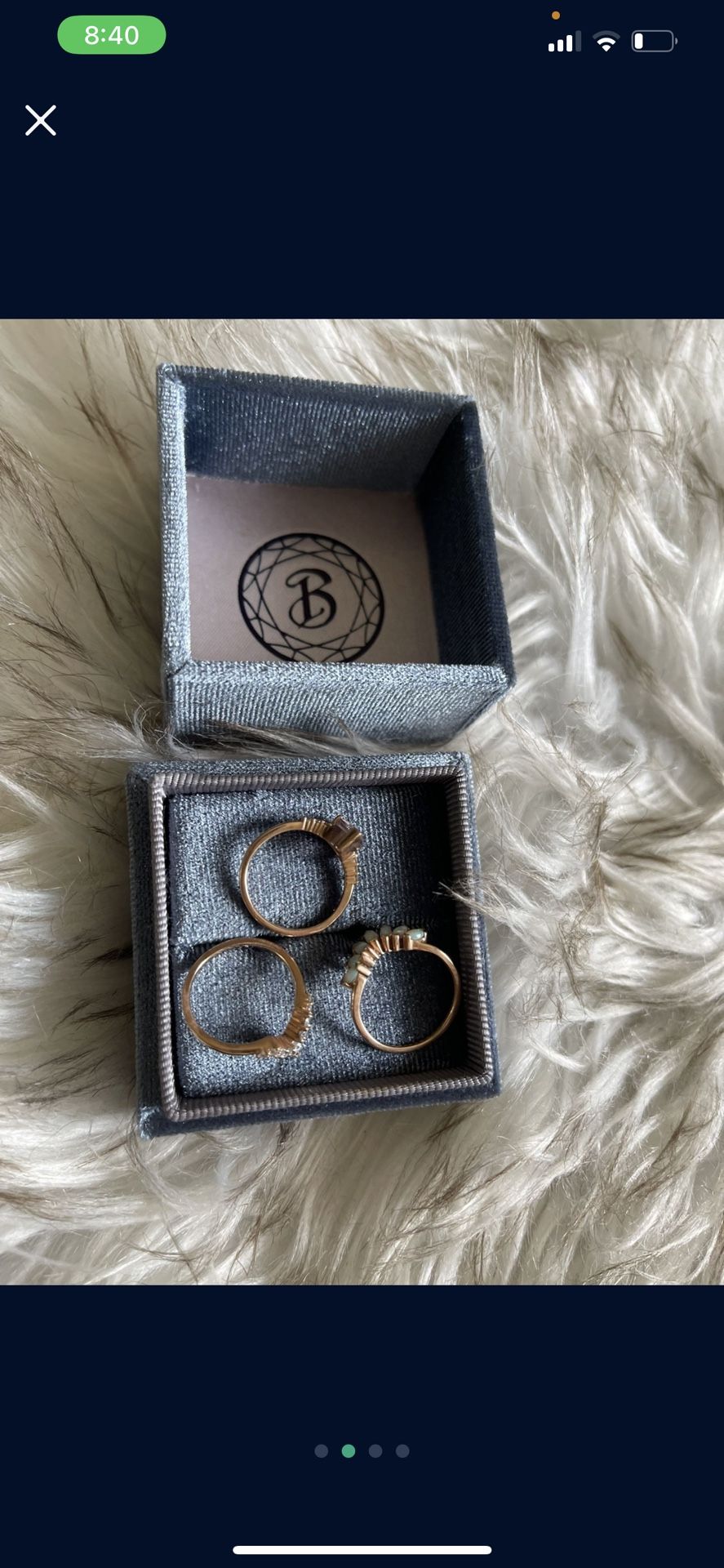 Diamond, Morganite And Opal Engagement Set