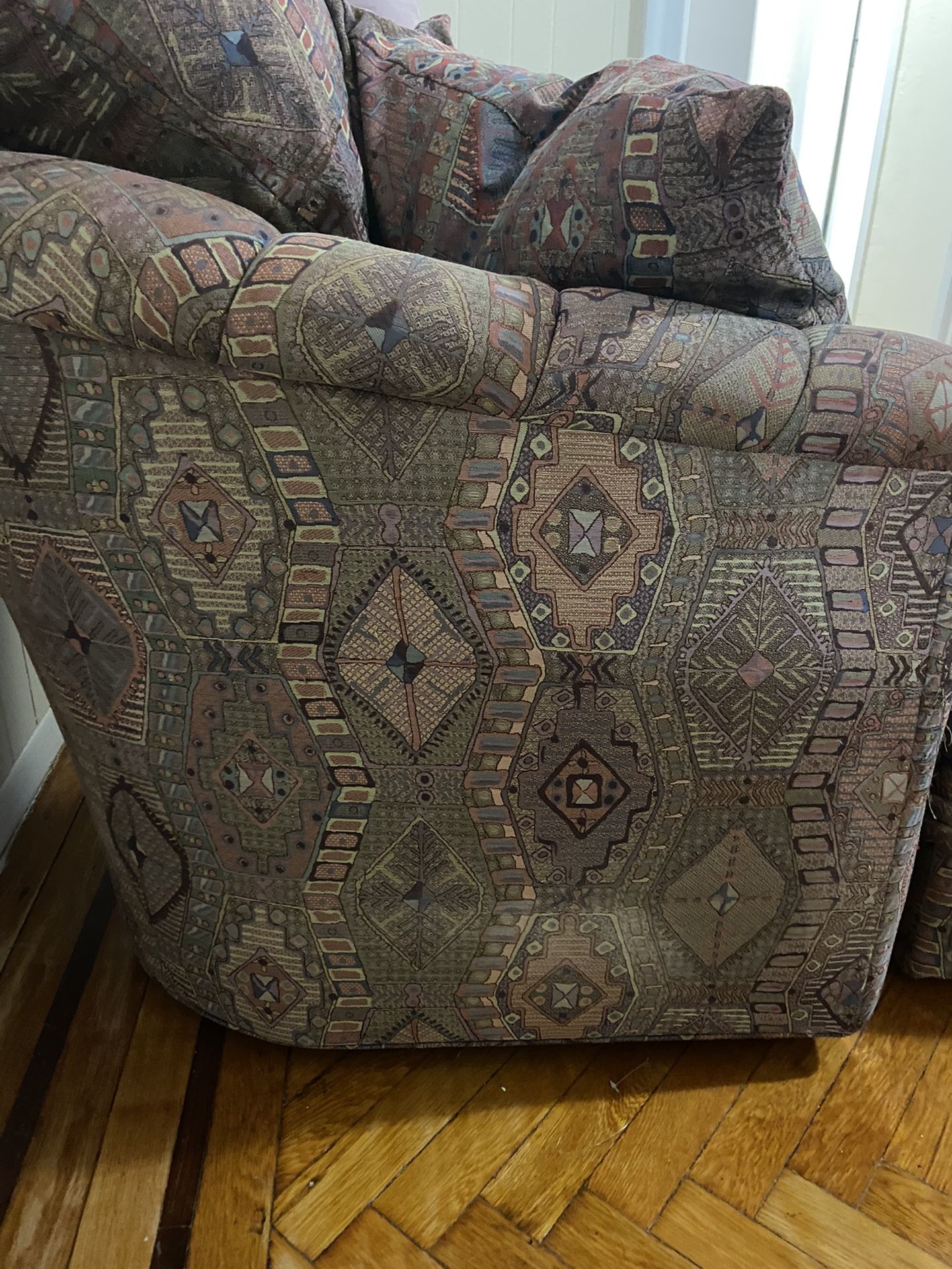 Vintage Swivel Arm Chair W/ Rolling Ottoman