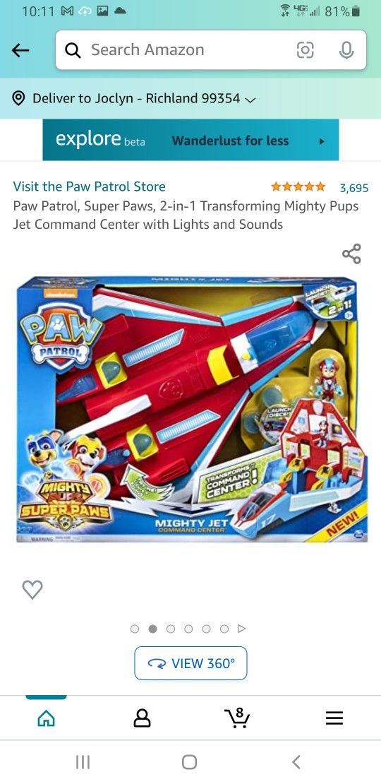 Paw Patrol, Super Paws, 2-in-1 Transforming Mighty Pups Jet Command Center with Lights and Sounds