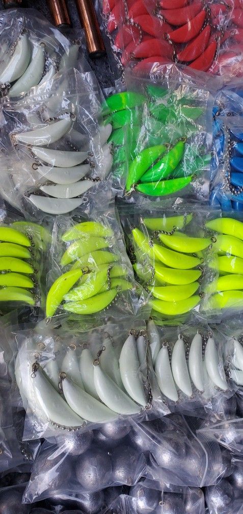 Downrigger balls, Drift boat Anchor's, Cannonball fishing weights, Flutter/Pipe jigs, Crabpot weight