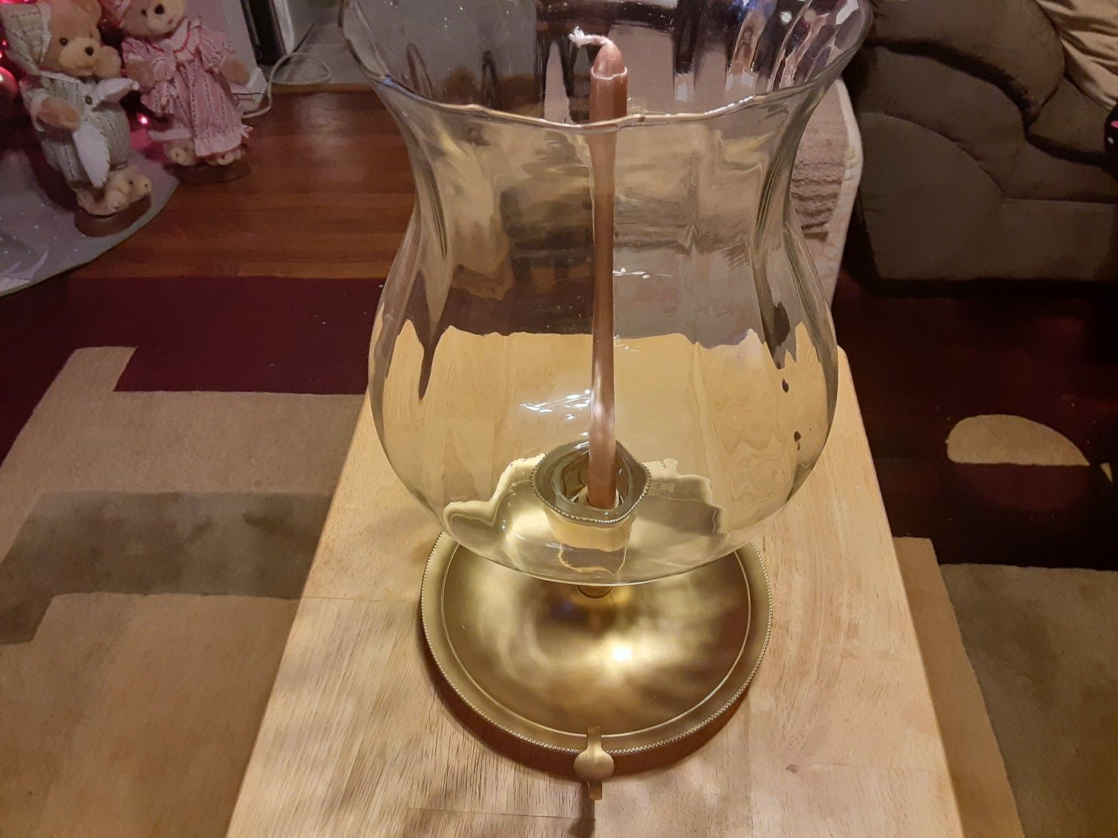 Gorgeous Looking BRASS and Glass CANDLE HOLDER THIS is a Big CANDLE HOLDER