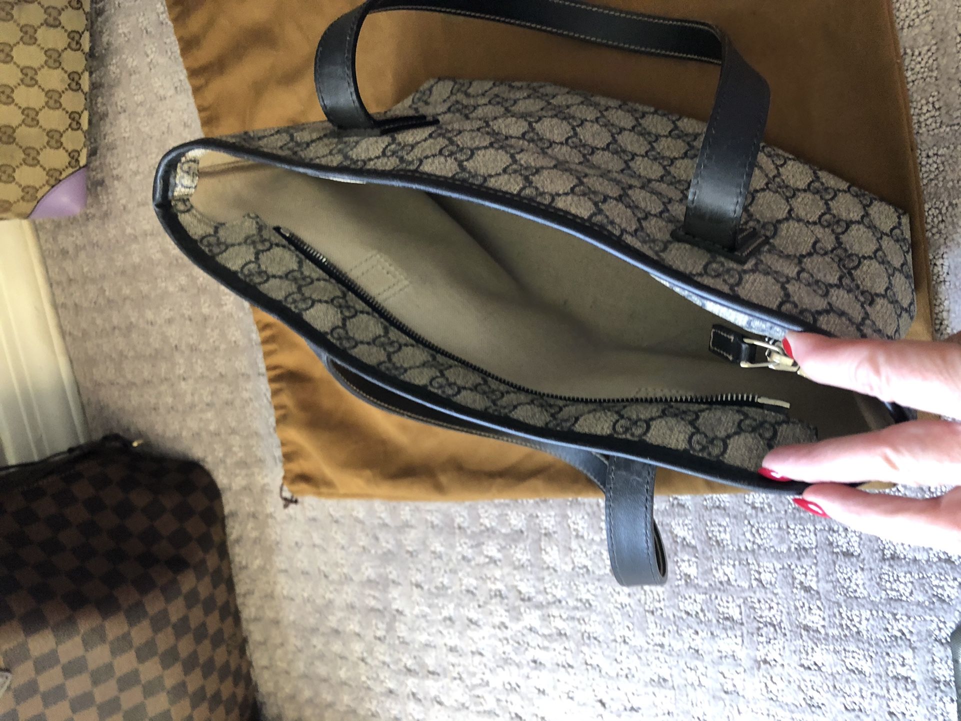 Authentic Gucci Tote Small With Blue Leather Straps