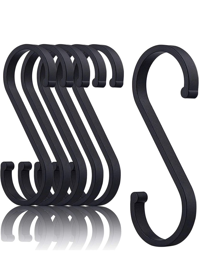 S Hooks, 12 Pack Aluminum S Shaped Hooks for Hanging Pots and Pans Coffee Cups Grill Utensils Clothes Plants Hangers Indoor and Outdoor Decorative