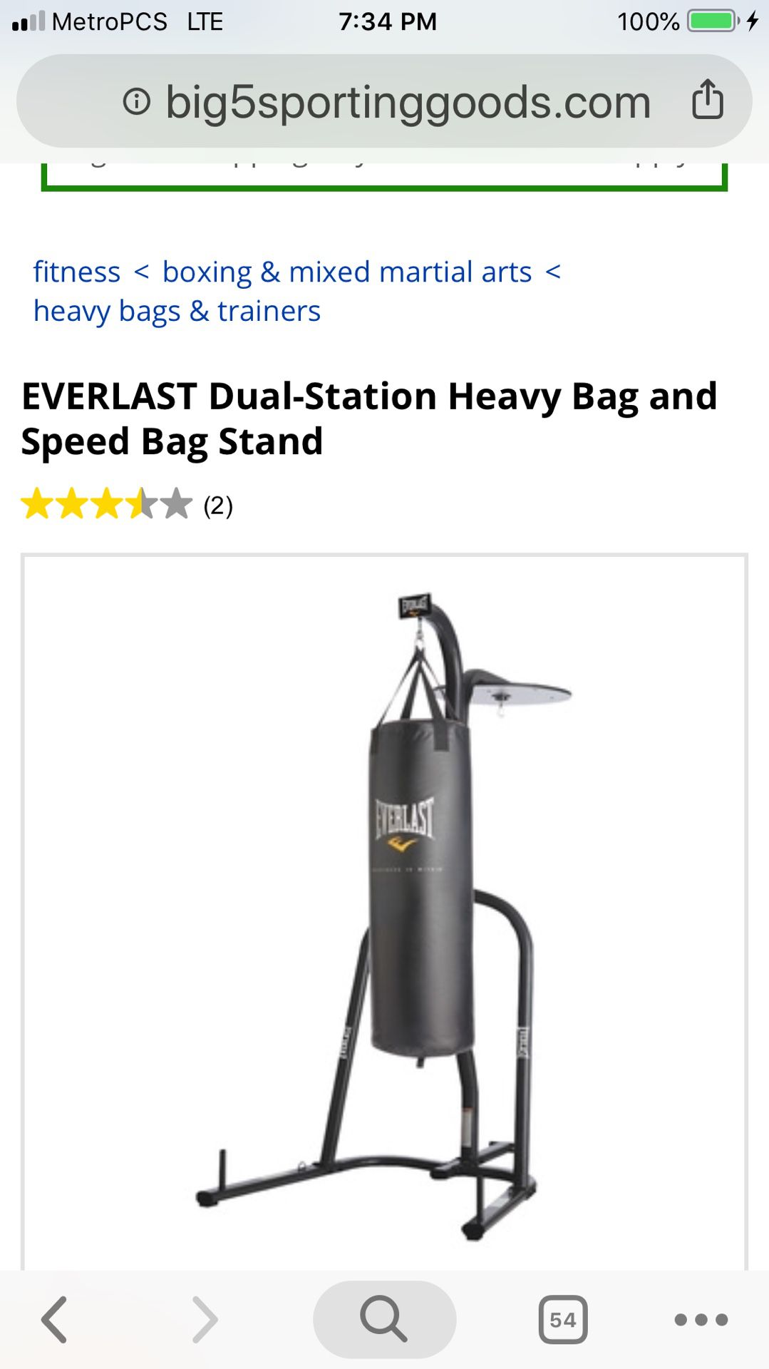 Ever last black stand and 100lb punching bag with speed bag also