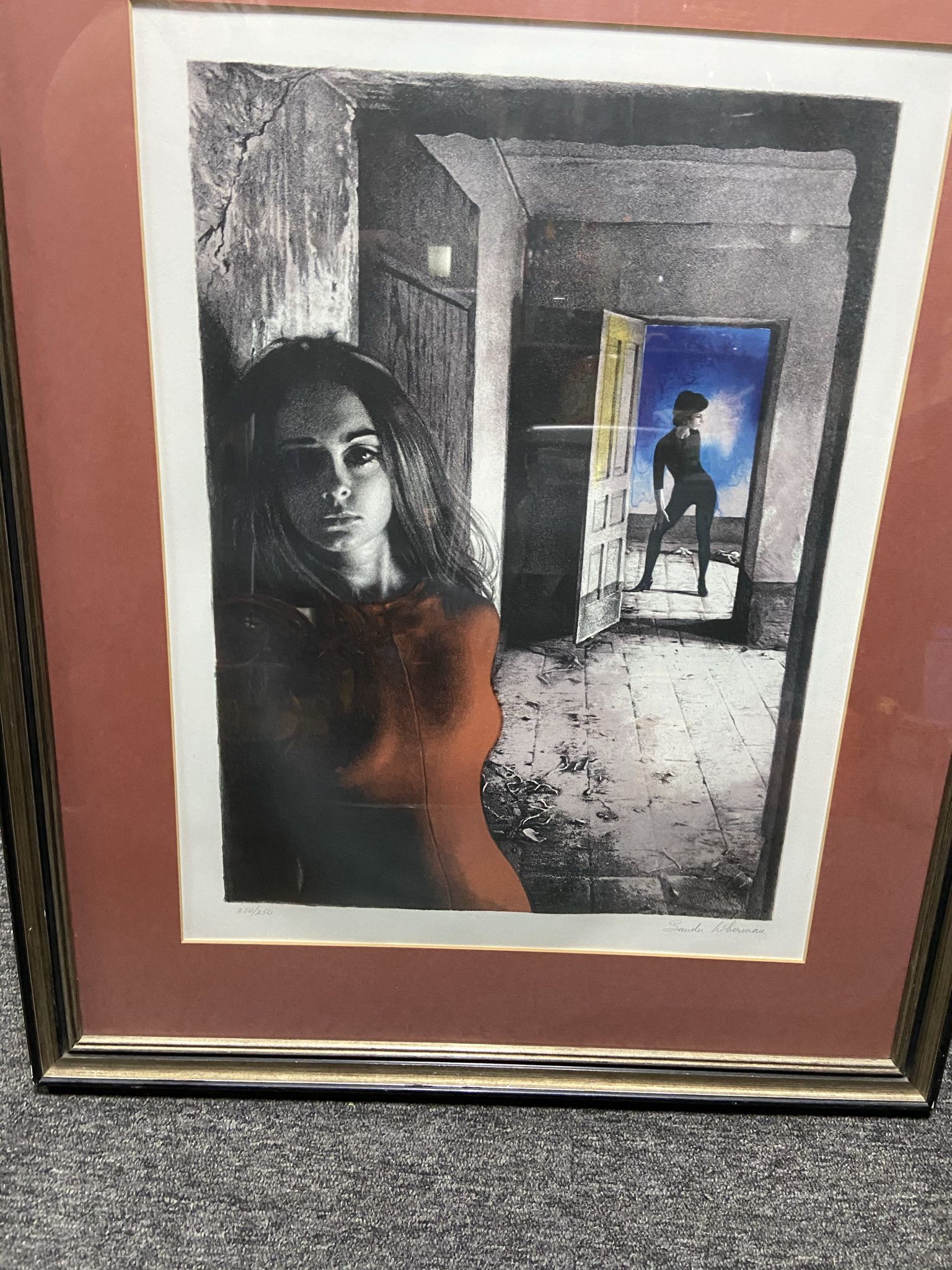 Framed Sandu Liberman signed lithograph. Dancers in a Abandoned House Best Off