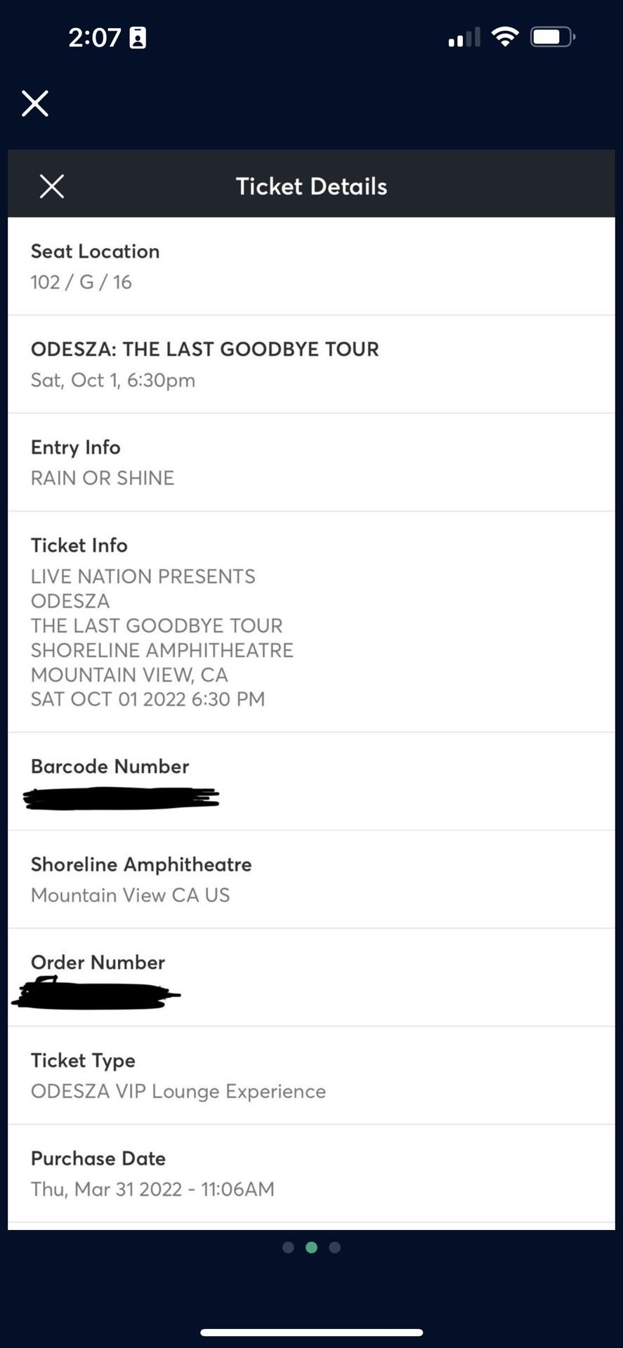 1 VIP ticket to ODESZA this Saturday at Shoreline - DM me for details!